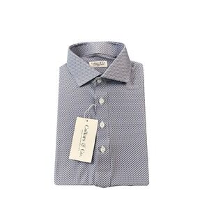 Collars & Co Purple White Geometric Men's Dress Collar Polo Shirt Size S NWT